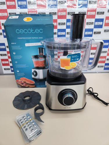 Procesador alimentos 2000W, 3.5L Paprika 1300, Acero Inoxidable, Bowl, 2 Velocidades, 3 Discos de corte, 1 Cuchilla para picar y 1 para amasar Cecotec